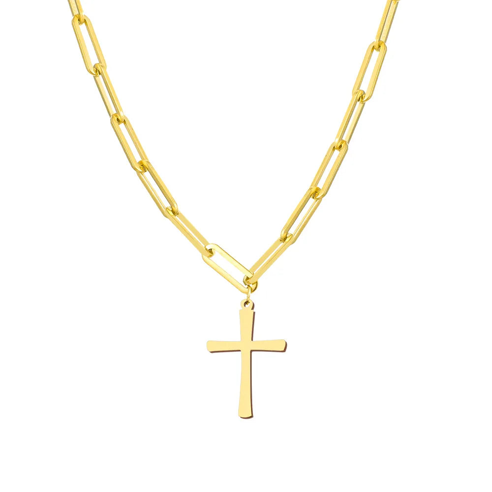 Stainless Steel Necklaces Hip Hop Gothic Cross Men Pendant Chain Charm Accessories Choker Necklace For Women Jewelry Party Gifts