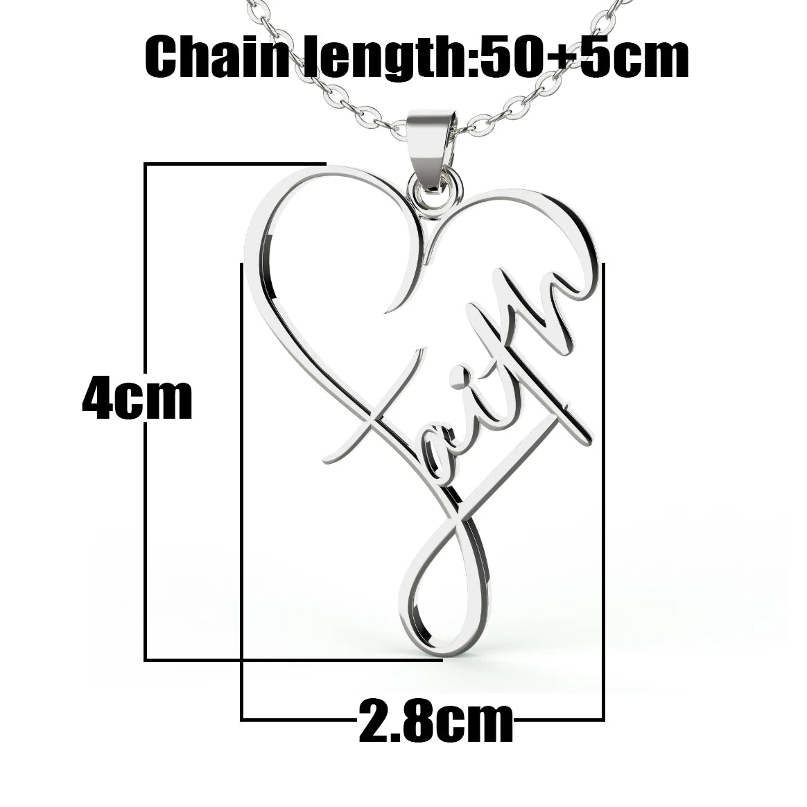 1pc New Stainless Steel Faith Pendant Necklace Faith Necklace for Women Men Fashion Christian Inspirational Jewelry Gift