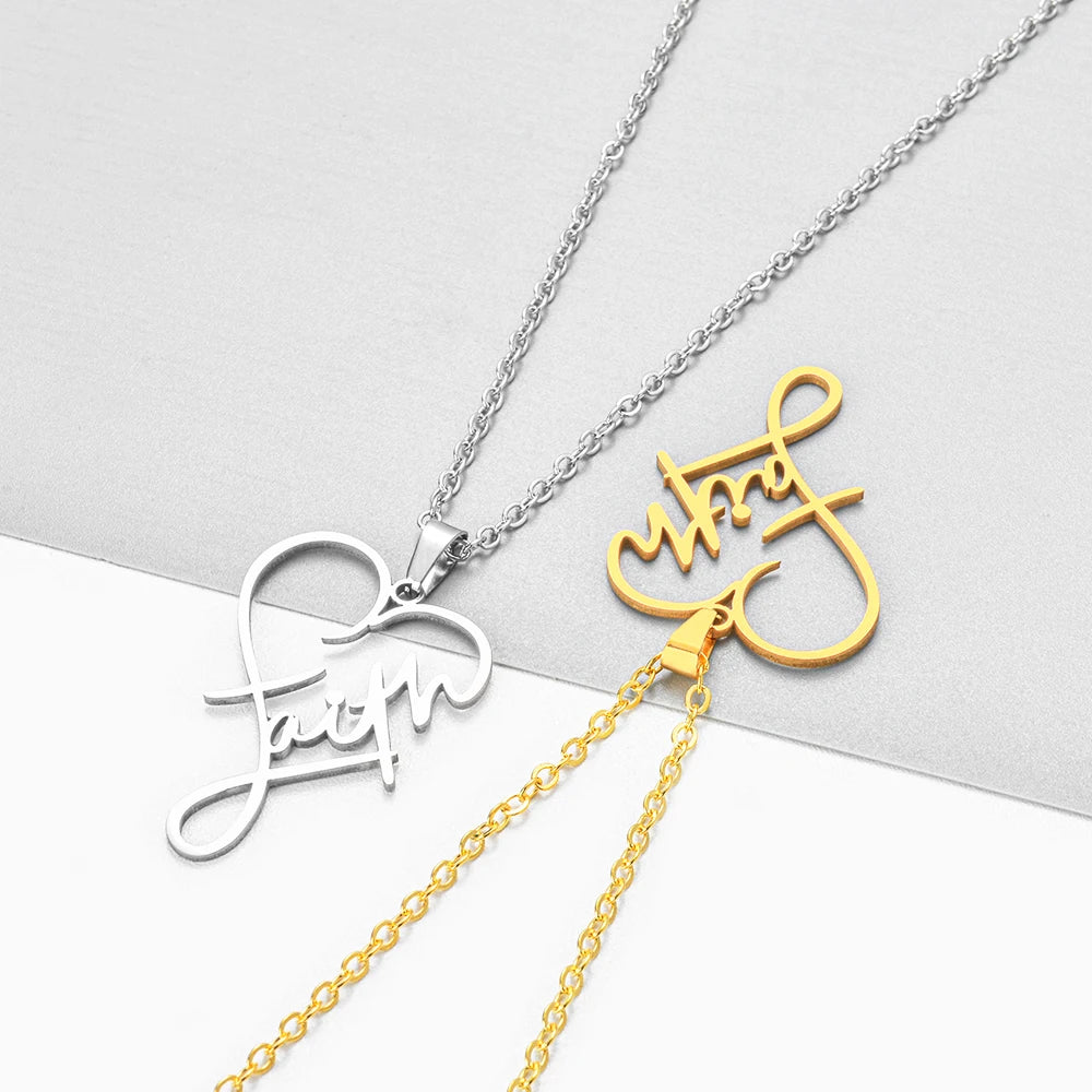 1pc New Stainless Steel Faith Pendant Necklace Faith Necklace for Women Men Fashion Christian Inspirational Jewelry Gift