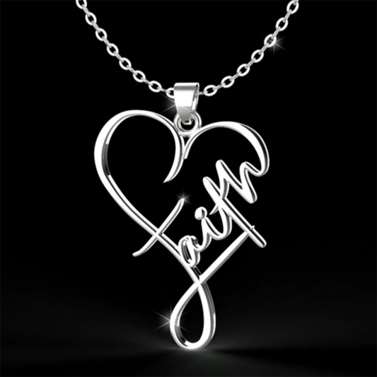 1pc New Stainless Steel Faith Pendant Necklace Faith Necklace for Women Men Fashion Christian Inspirational Jewelry Gift