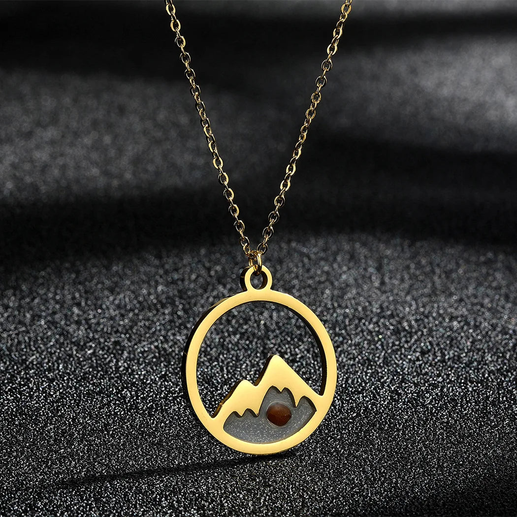 Fashion new popular stainless steel mustard seed pendant clavicle chain mobile mountain personality trend seed necklace jewelry